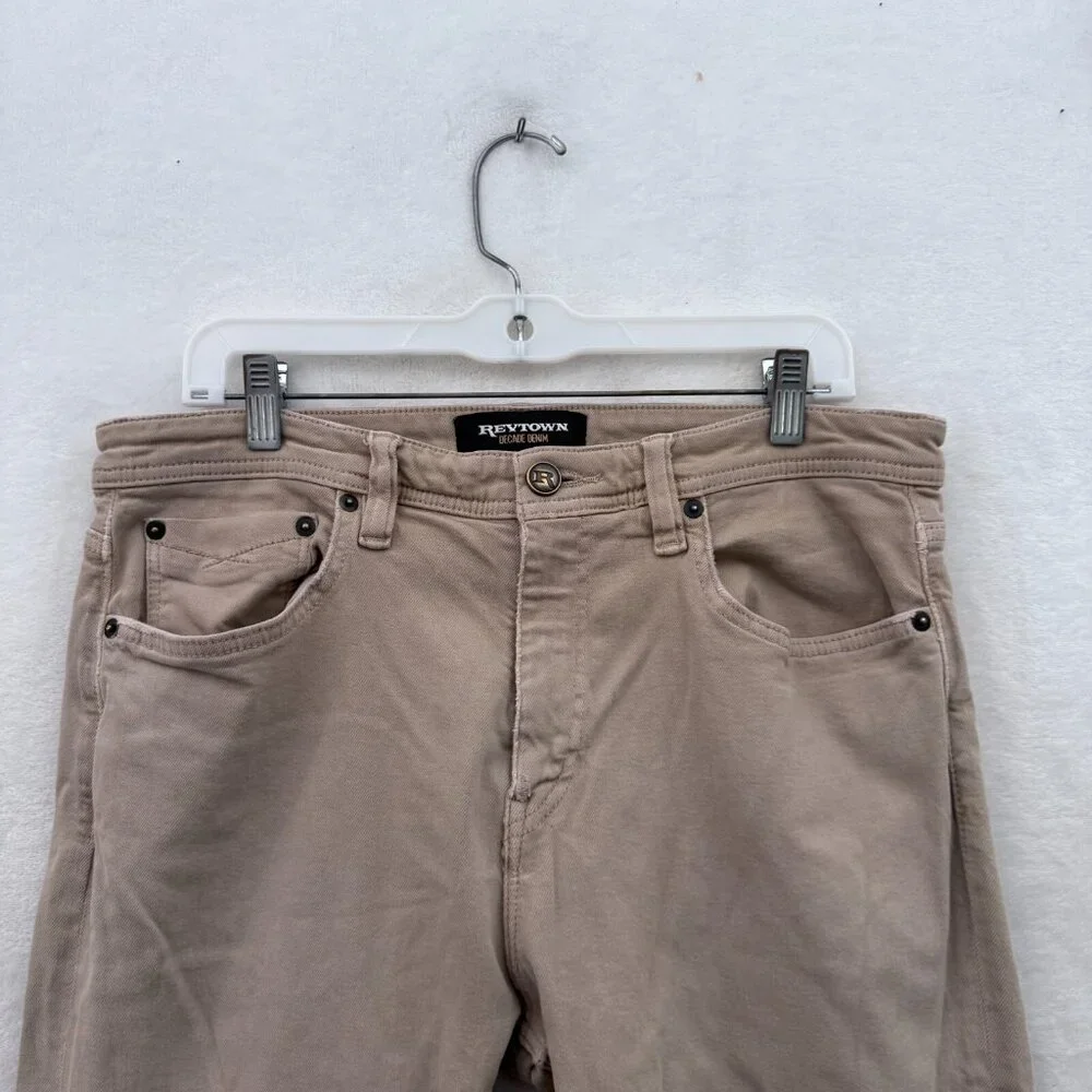 Revtown Sharp Pants Mens 35x34 (34x33) Beige Straight Leg Stretch
